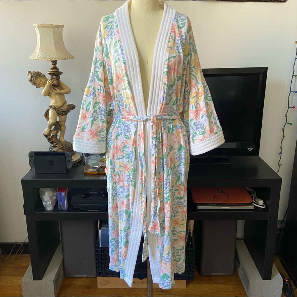Vintage Moon Dance floral cotton robe sz L